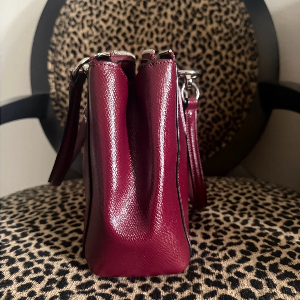 Coach Wine Red Leather Satchel with Silver Hardware - Picture 7 of 8